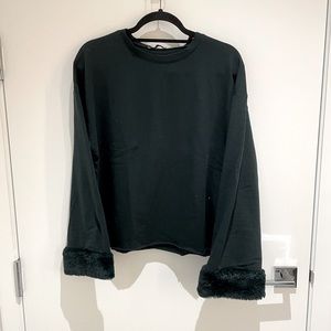 Zara Trafaluc Sweatshirt with Fur Trim Sleeves
